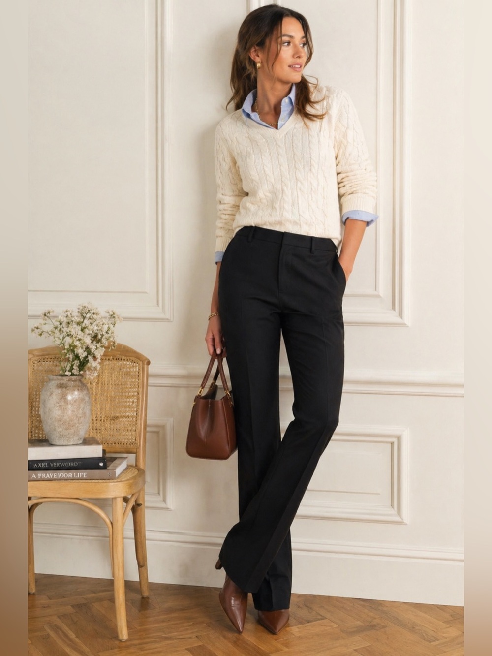 Lauren Ralph Lauren Black Wool Dress Pants Size 10 Straight Leg Career Trousers